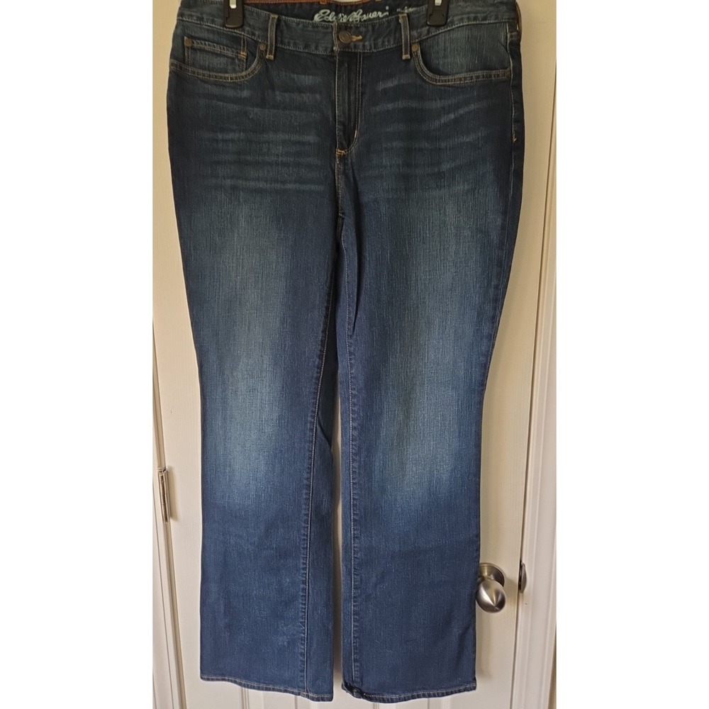 Eddie Bauer Jeans Womens 14 Slightly Curvy Bootcut Stretch Comfort 34x30